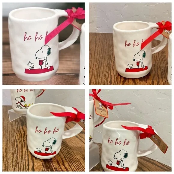 Rae Dunn Peanuts HO HO HO Christmas Holiday SNOOPY AND WOODSTOCK Mug - Picture 2 of 2